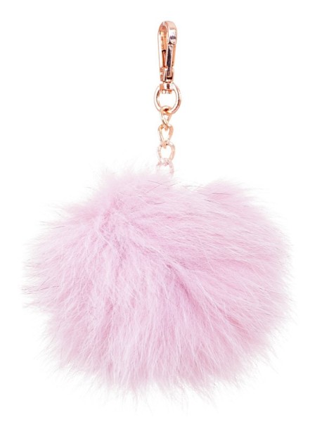 Pompon gri din piele