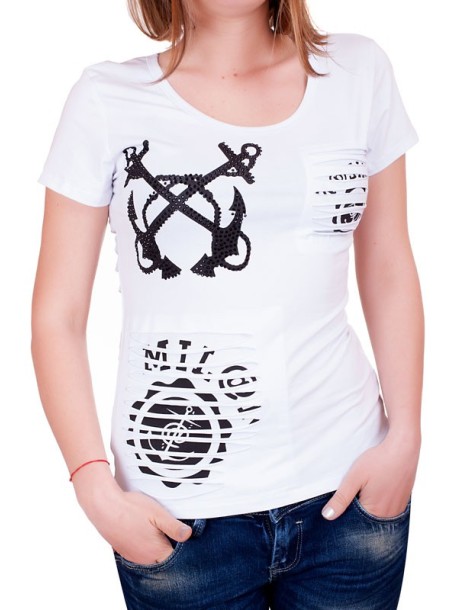 Tricou alb cu spatele spectaculos