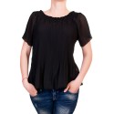 Bluza neagra pliata cu maneca scurta