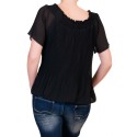 Bluza neagra pliata cu maneca scurta