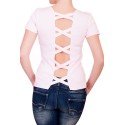 Tricou roz cu decupat la spate