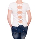Tricou bej cu decupat la spate