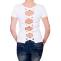 Tricou alb cu decupat la spate