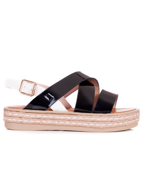 Sandale cu platforma plata - negru