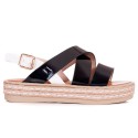 Sandale cu platforma plata - negru