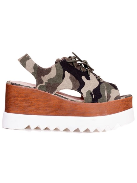 Sandale de dama in camuflaj verde