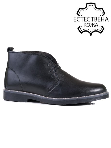 Botine negre barbatesti din piele naturala
