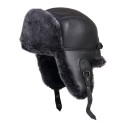 Căciulă ushanka din piele naturală - gri