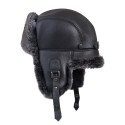 Căciulă ushanka din piele naturală - gri