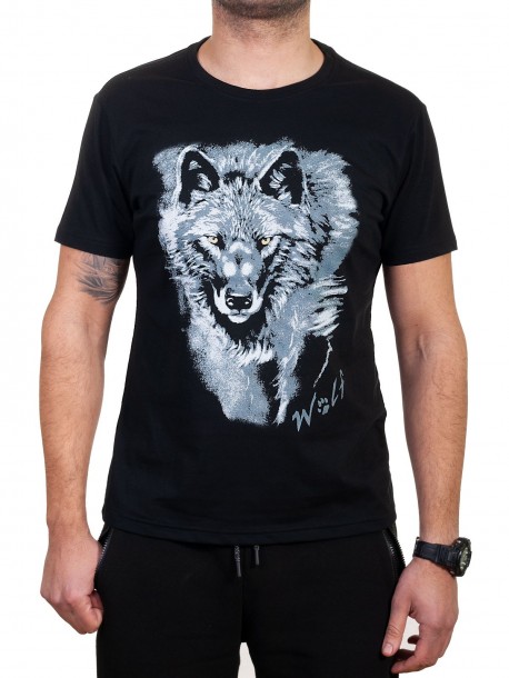 Tricou bărbătesc negru cu lup
