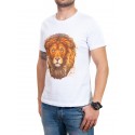 Tricou bărbătesc alb cu un leu