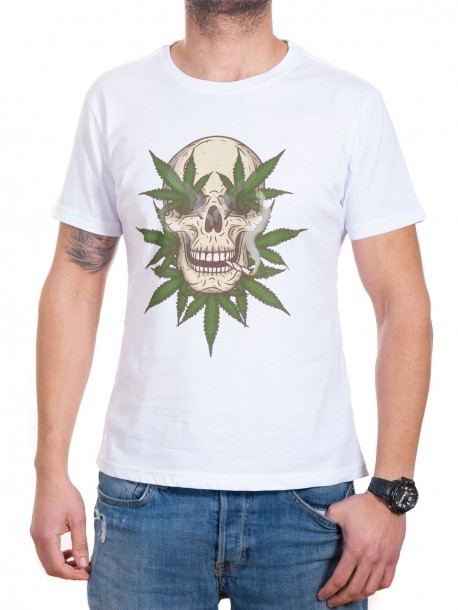 Tricou bărbătesc alb cu marijuana