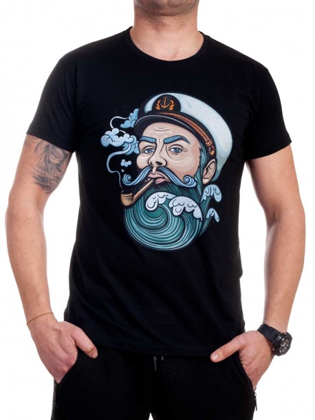 Tricou bărbătesc negru cu marinar