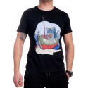 Tricou bărbătesc negru cu corabie