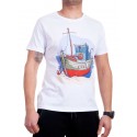 Tricou bărbătesc alb cu corabie