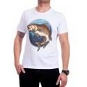Tricou alb pentru bărbați cu un pește