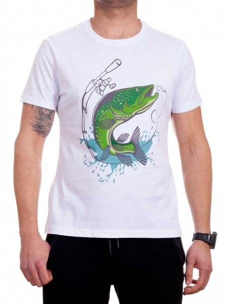 Tricou bărbătesc cu pește verde