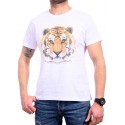 Tricou bărbătesc alb cu tigru