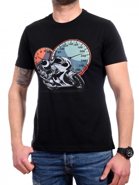 Tricou negru cu motocicletă