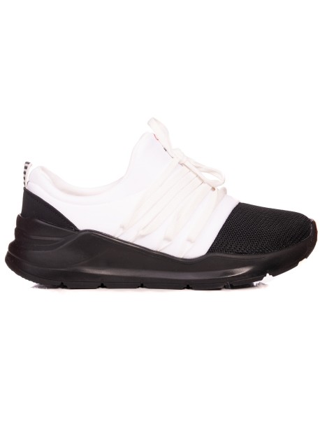 Pantofi sport barbati fara sireturi - alb-negru