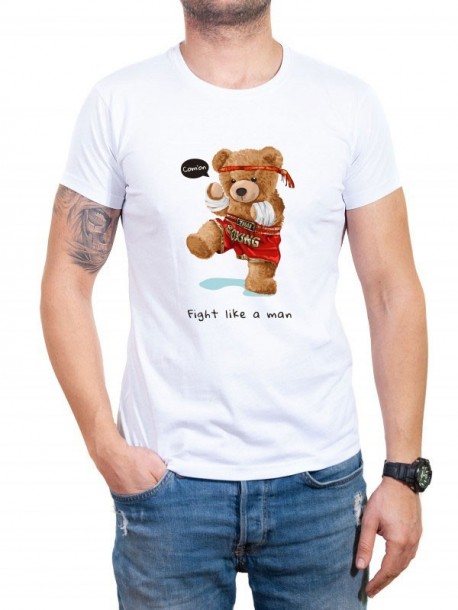 Tricou bărbătesc în alb Fight