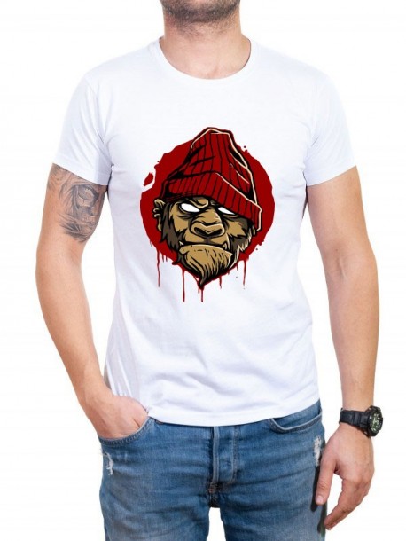Tricou alb cu maimuță