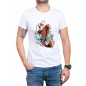 Tricou bărbătesc alb cu pește Yakuza