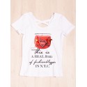 Tricou alb cu decupat la spate