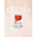 Tricou bej cu decupat la spate