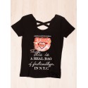 Tricou negru de dama cu decupat la spate